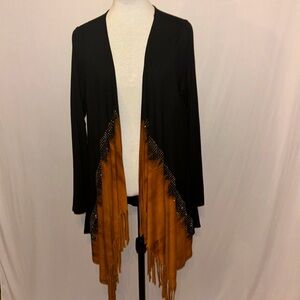 Cover Charge Lightweight Fringe Open Front Jacket Large